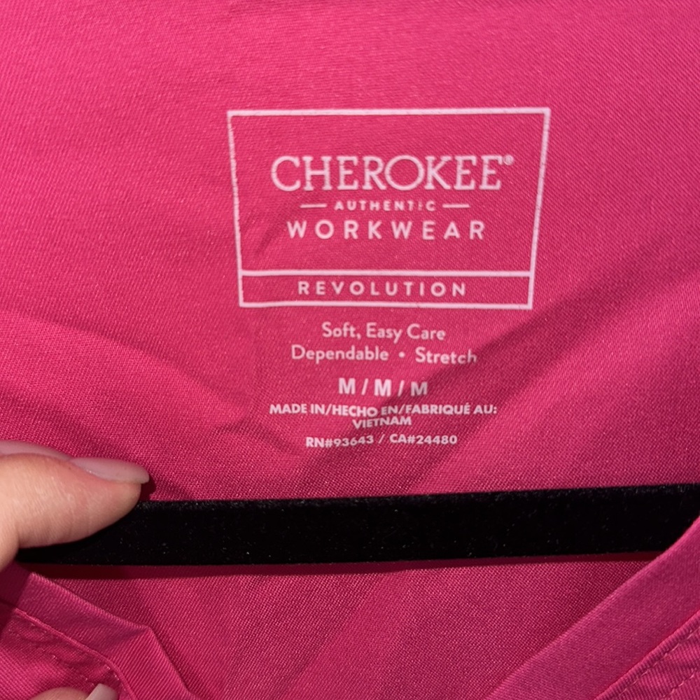 Cherokee Workwear Revolution Pink Scrub Top View 2